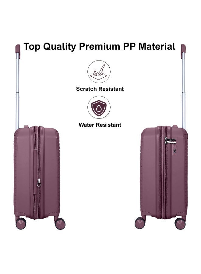 SENATOR Unisex Expandable Hard Case Luggage Lightweight PP Fashion Trolley Luggage with 4 Double Spinner Wheel and Safe Zippers KH1006-Purple - Image 3
