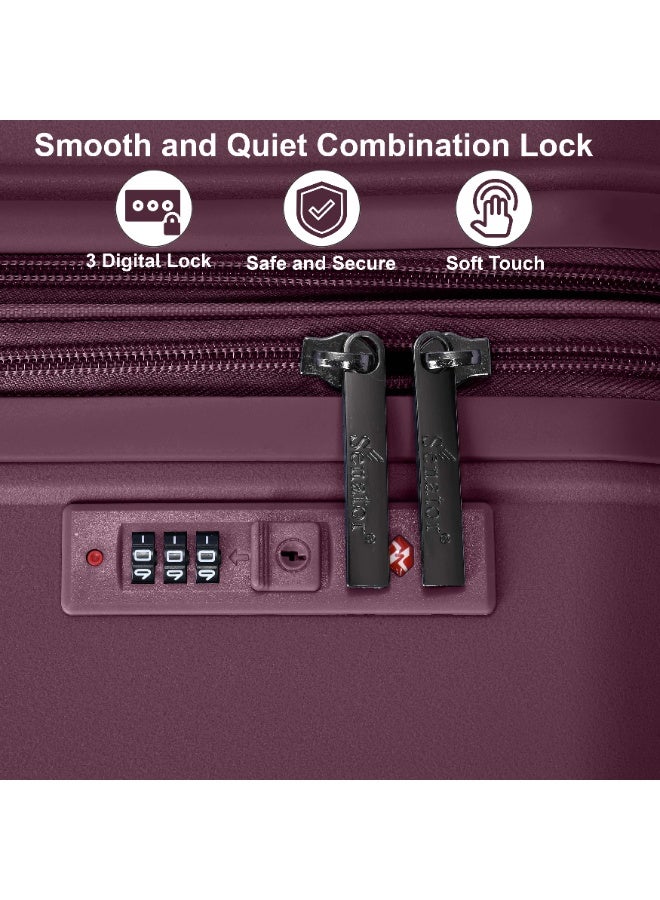 SENATOR Unisex Expandable Hard Case Luggage Lightweight PP Fashion Trolley Luggage with 4 Double Spinner Wheel and Safe Zippers KH1006-Purple - Image 5