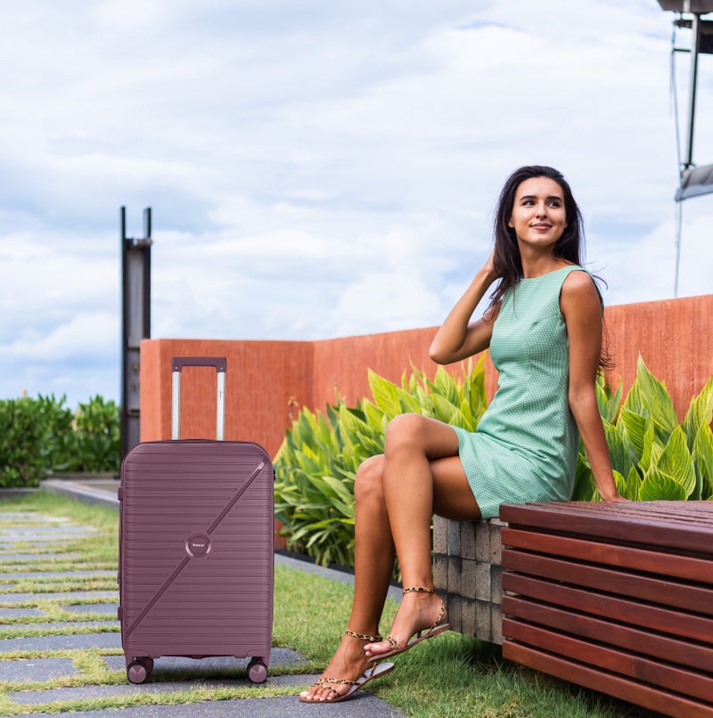 سيناتور حقيبة سفر بعجلات مزدوجة قابلة للتوسيع خفيفة الوزن من البولي بروبلين بعجلات دوارة آمنة بنفسجي - Image 2