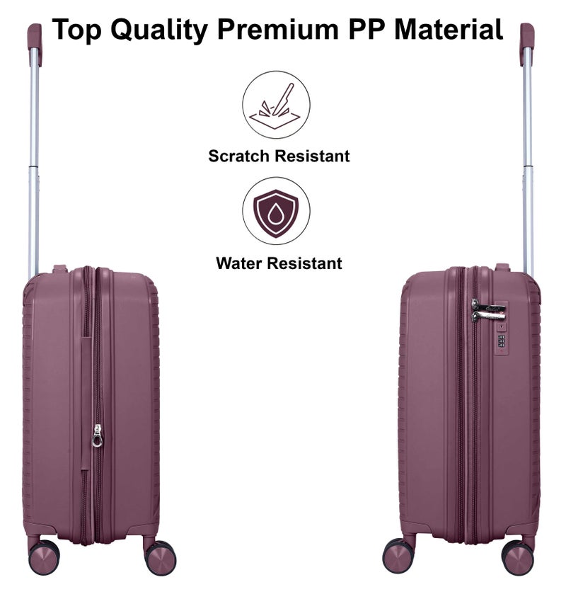 سيناتور حقيبة سفر بعجلات مزدوجة قابلة للتوسيع خفيفة الوزن من البولي بروبلين بعجلات دوارة آمنة بنفسجي - Image 3