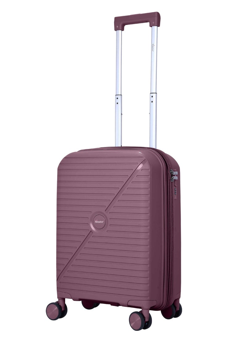 SENATOR unisex expandable hard case carry on lightweight pp fashion trolley luggage with 4 double spinner wheel and safe zippers kh1006, purple - Image 1