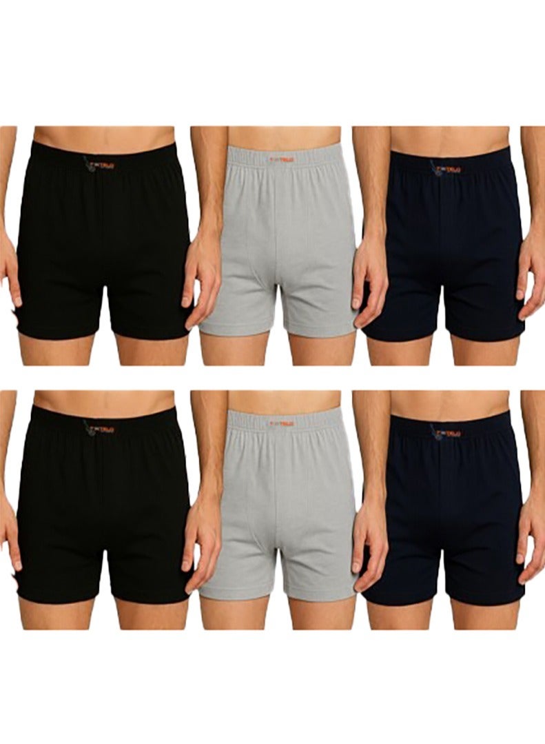 Textelo Pack of 6 man's boxer shorts Long Leg Closed Briefs 3 color (Black, Gray, Dark Blue) - Image 1