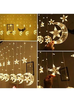 Arabest 138 LED Star Moon Curtain Decorative Lights with Remote Control & USB Plug, 8 Lighting Modes for Home Holiday Ramadan  Wedding Party, Warm White.  - Image 4