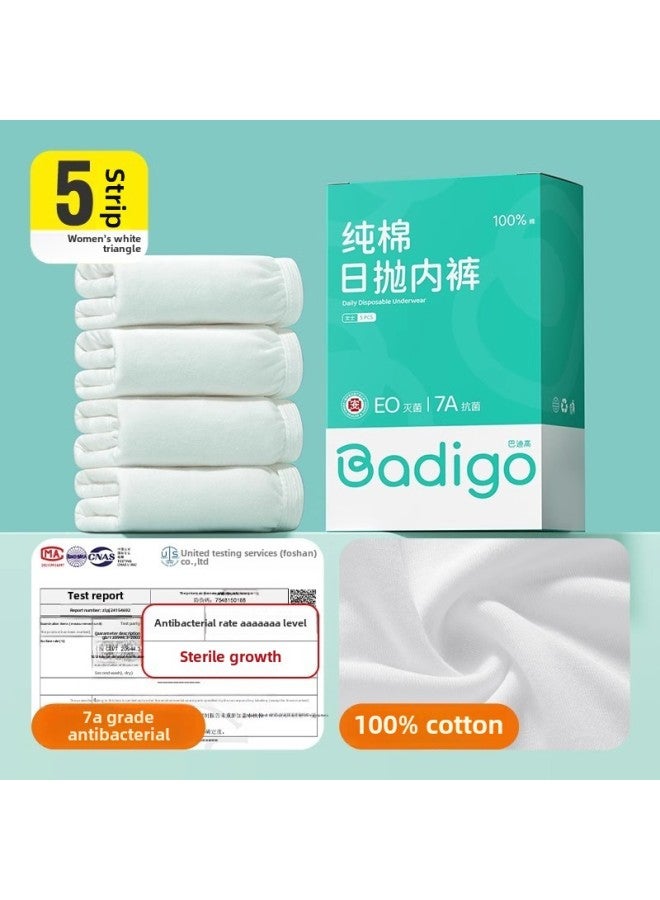 Buddy High Disposable Underwear Women's High Waist Pregnant Women's Pure Cotton Sterilized Plus Size Day Throwing Shorts After Caesarean Section-Color:Mid-waist Triangle White 5-pack-Size:XL（55-65kg）  - Image 1
