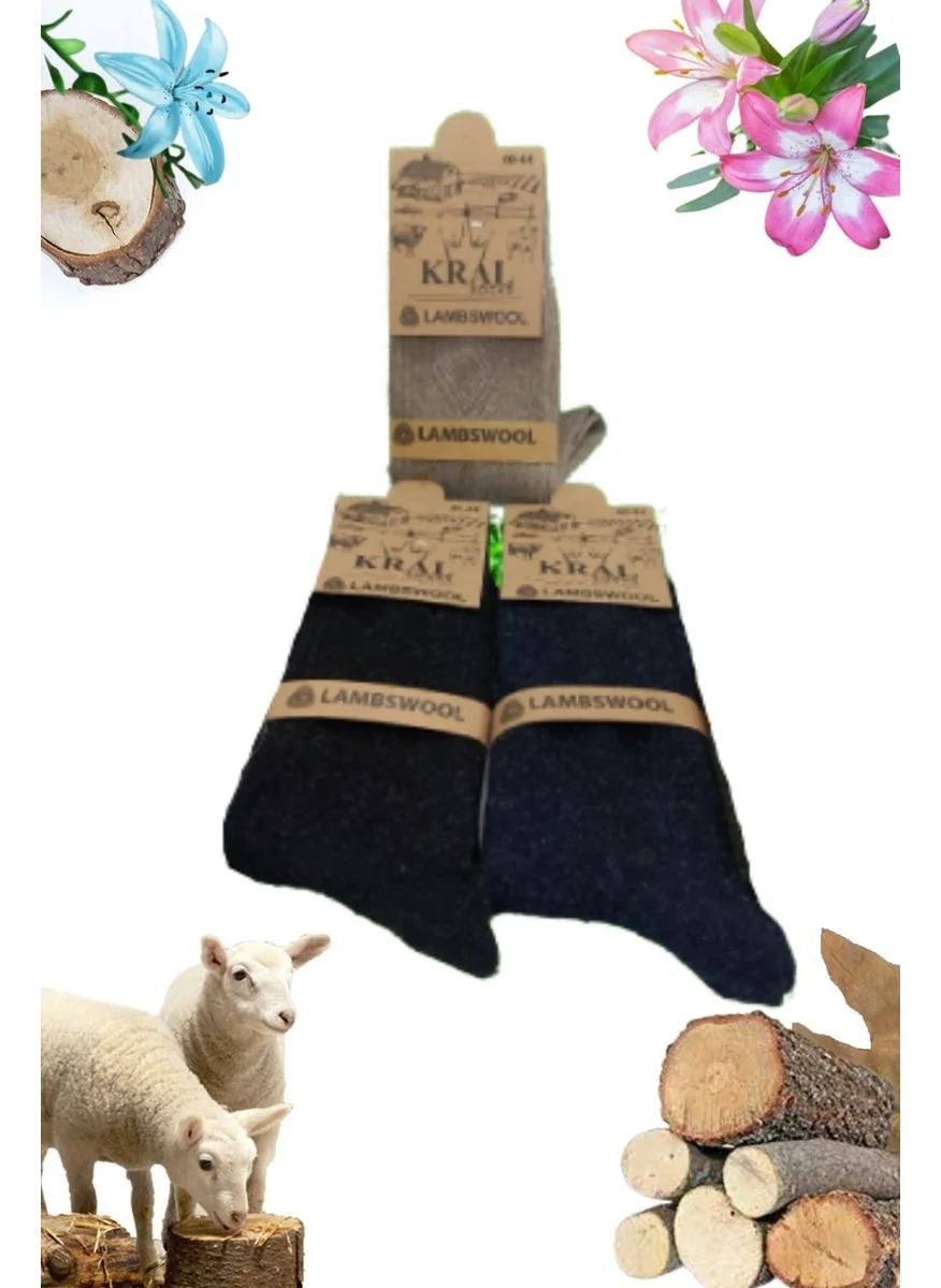 Sima Eşarp Lambswoll (3 Pieces) Thermal Thick Long Socks