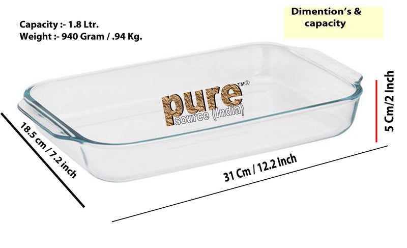 Pure Source India Glass Baking Tray - Clear, 1.8 L - Image 2