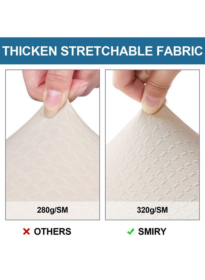 smiry Smiry Waterproof Seat Covers for Dining Room Chairs Set of 8, Stretch Jacquard Removable Washable Chair Seat Slipcovers Protector, No Rear Covers, Beige  - Image 4
