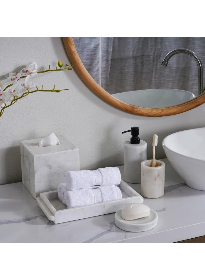 Pan Home Elegance Marble Towel Tray 30.48x15.24x3.18cm - White - Image 2