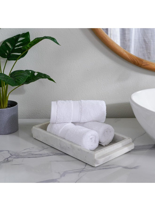 Pan Home Elegance Marble Towel Tray 30.48x15.24x3.18cm - White - Image 3