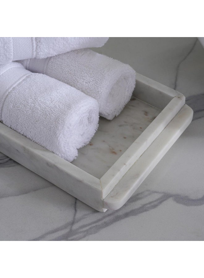 Pan Home Elegance Marble Towel Tray 30.48x15.24x3.18cm - White - Image 5