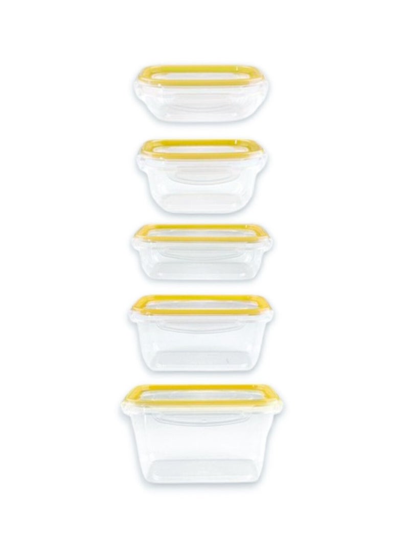 kleez Food Container Lunch Box Set of 5 – Airtight, Leak Proof, Four Clip Lids, 1600ml, 1300ml, 900ml, 450ml, 300ml – Durable Food Storage Containers - Image 2
