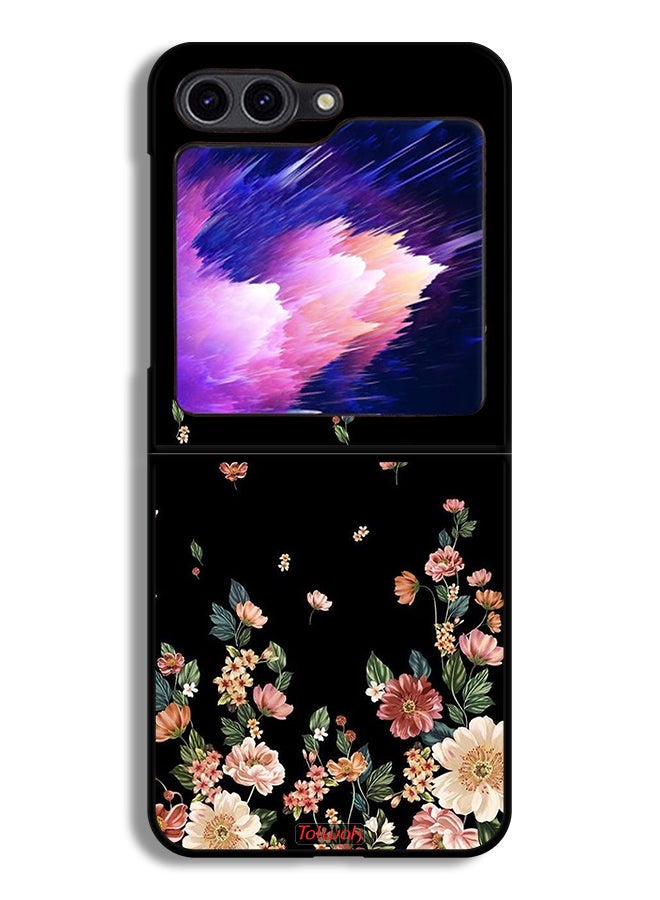 Tolwak غطاء حماية لجهاز سامسونج جالكسي Z Flip6 مزخرف بزهور صغيرة في الأسفل - Image 1