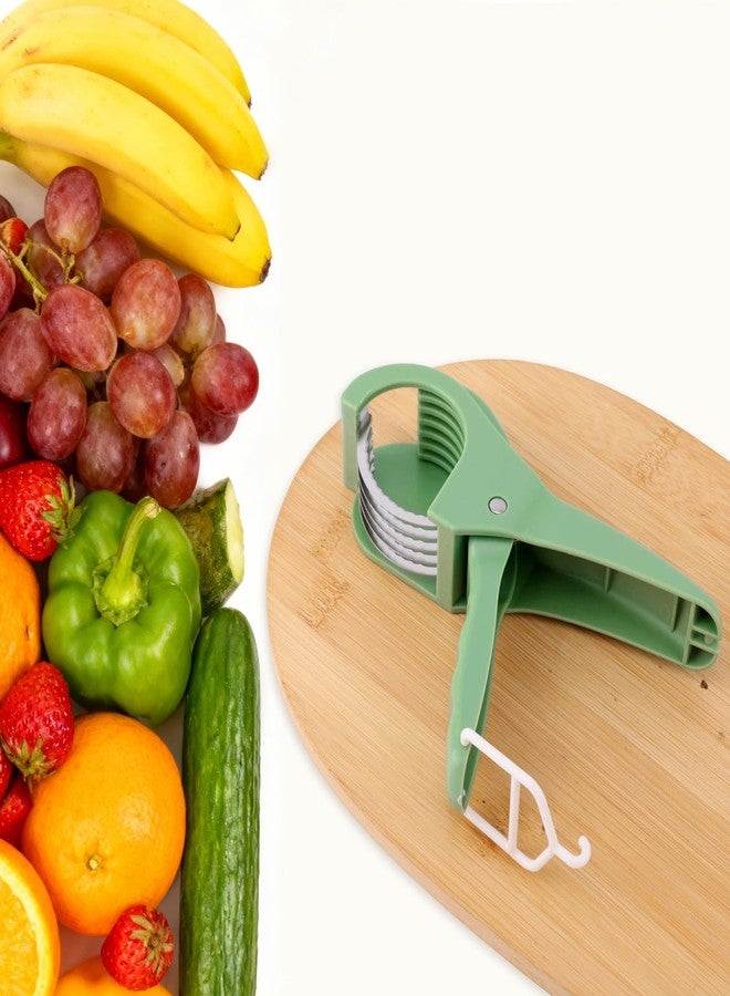 Penitue Multifunctional Banana Slicer, Stainless Steel Vegetable Cutter with ABS Handle for Even Slicing of Bananas Fruits Vegetables Sausages and More Ideal for Fruit Salads & Food Prep (Green) - Image 3