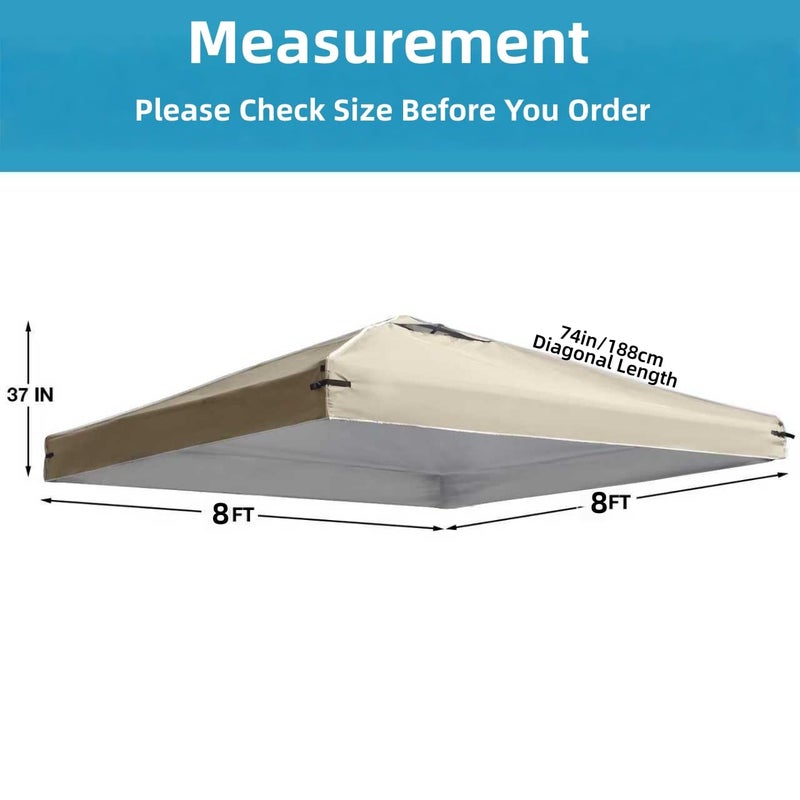 FLOUREE 8x8 Canopy Replacement Top Cover with Air Vents for ez up Pop up Canopy Gazebo Tent with Adjustable Straps,Waterproof & Anti-UV for Outdoor Shade (Top Only,Frame Not Included) (Beige) - Image 3