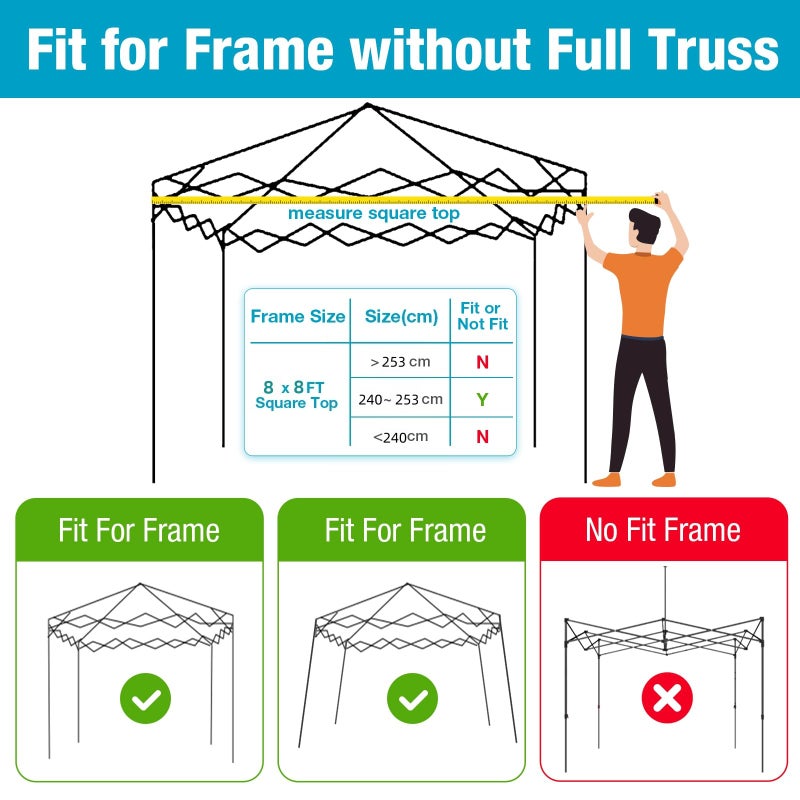 FLOUREE 8x8 Canopy Replacement Top Cover with Air Vents for ez up Pop up Canopy Gazebo Tent with Adjustable Straps,Waterproof & Anti-UV for Outdoor Shade (Top Only,Frame Not Included) (Beige) - Image 2