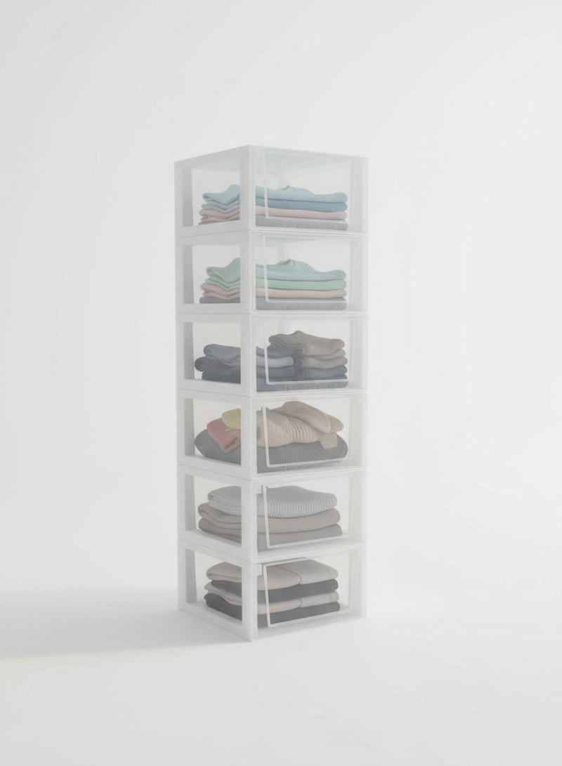 Concept home Chest of 6 Drawers Plastic, Easy to Install, High Quality, Big Size 42x84x34 cm, White/Clear - Image 4