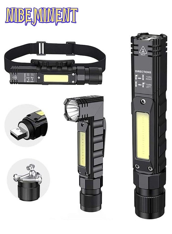 NIBEMINENT USB Rechargeable Headlamp, 1200 Lumens Portable Magnetic Head Flashlight for Adults, 360 Degree Rotate Led Work Light, Waterproof, 5 Modes for Outdoor, Hiking, Fishing - Image 1