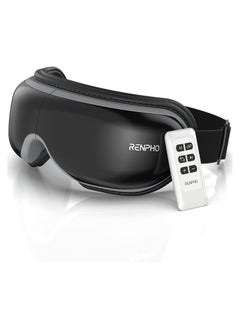 RENPHO Eye Massager With Heat And Vibration, Remote Control, Compression Bluetooth Music Temple Eye Massage Mask Rechargeable-Black  - Image 1