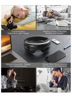 RENPHO Eye Massager With Heat And Vibration, Remote Control, Compression Bluetooth Music Temple Eye Massage Mask Rechargeable-Black  - Image 4