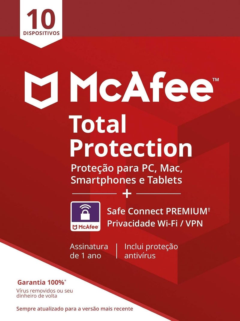 McAfee Total Protection 10 + VPN - مضاد فيروسات - برنامج حماية من التهديدات الرقمية متعدد الأجهزة الحائز على جوائز - 10 أجهزة - بطاقة - Image 1