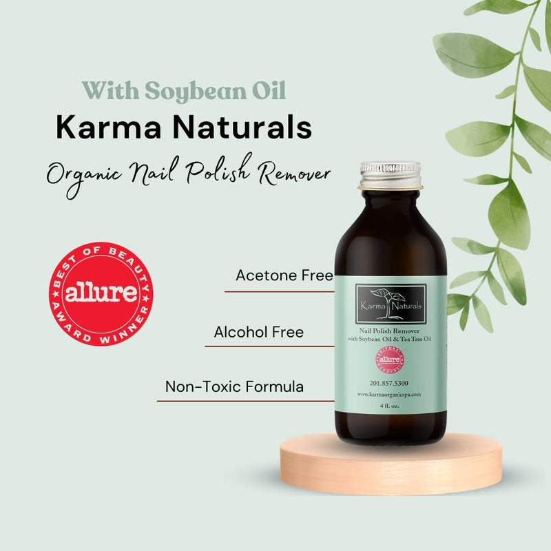 Karma Organic Nail Polish Remover with Soybean Oil and Tea Tree Oil- Non Toxic, Vegan, Cruelty Free, Acetone Free â€“ Nails Strengthener for Fingernails â€“ 4 fl. Oz - Image 3