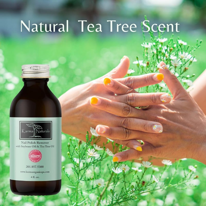 Karma Organic Nail Polish Remover with Soybean Oil and Tea Tree Oil- Non Toxic, Vegan, Cruelty Free, Acetone Free â€“ Nails Strengthener for Fingernails â€“ 4 fl. Oz - Image 2