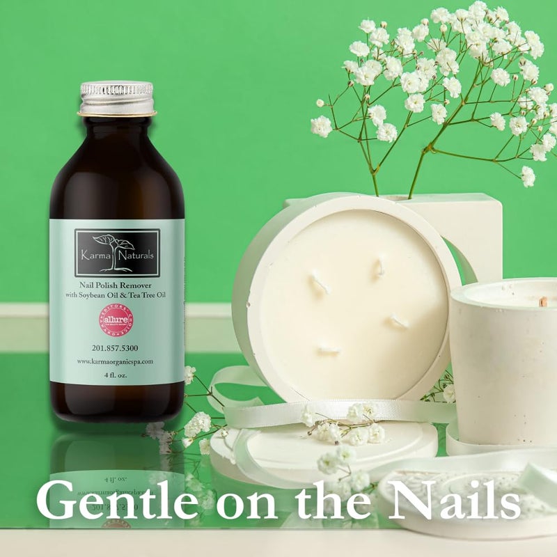 Karma Organic Nail Polish Remover with Soybean Oil and Tea Tree Oil- Non Toxic, Vegan, Cruelty Free, Acetone Free â€“ Nails Strengthener for Fingernails â€“ 4 fl. Oz - Image 4