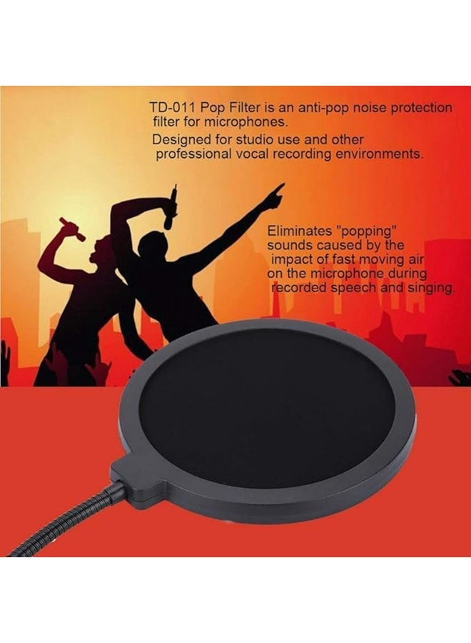 Professional Pop Filter Shield – 15.5cm Studio Microphone Pop Screen with Adjustable Steel Gooseneck, Anti-Ploosive Noise Reduction for Recording, Podcasting & Singing - Image 2