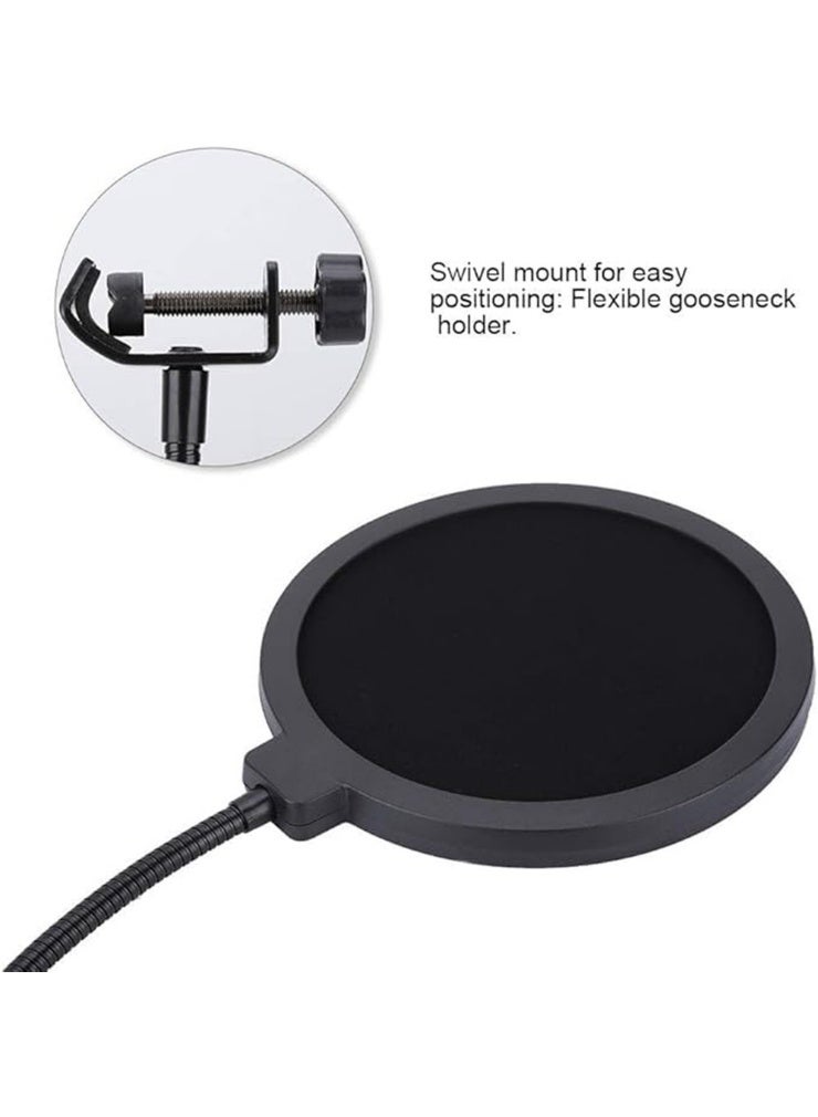 Professional Pop Filter Shield – 15.5cm Studio Microphone Pop Screen with Adjustable Steel Gooseneck, Anti-Ploosive Noise Reduction for Recording, Podcasting & Singing - Image 4