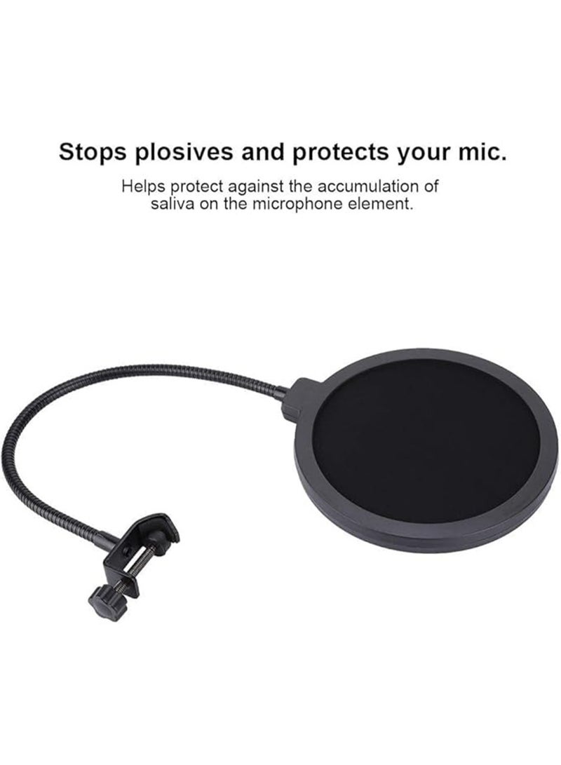 Professional Pop Filter Shield – 15.5cm Studio Microphone Pop Screen with Adjustable Steel Gooseneck, Anti-Ploosive Noise Reduction for Recording, Podcasting & Singing - Image 3
