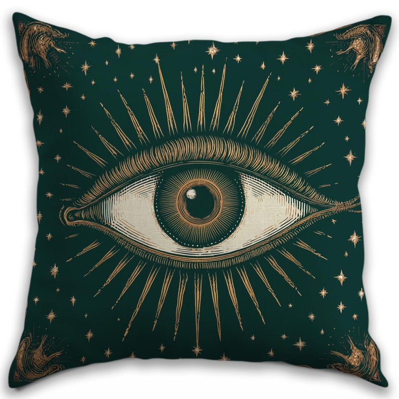 RBAFAO Gothic Floral Throw Pillow Cover, Darkly Elegant Floral Decorative Pillow Spooky Tiki Skull Flower Motif, Witchy Art Deco Pillowcase Cushion Cover for Bed Sofa Living Room (Green, 18x18inches) - Image 1