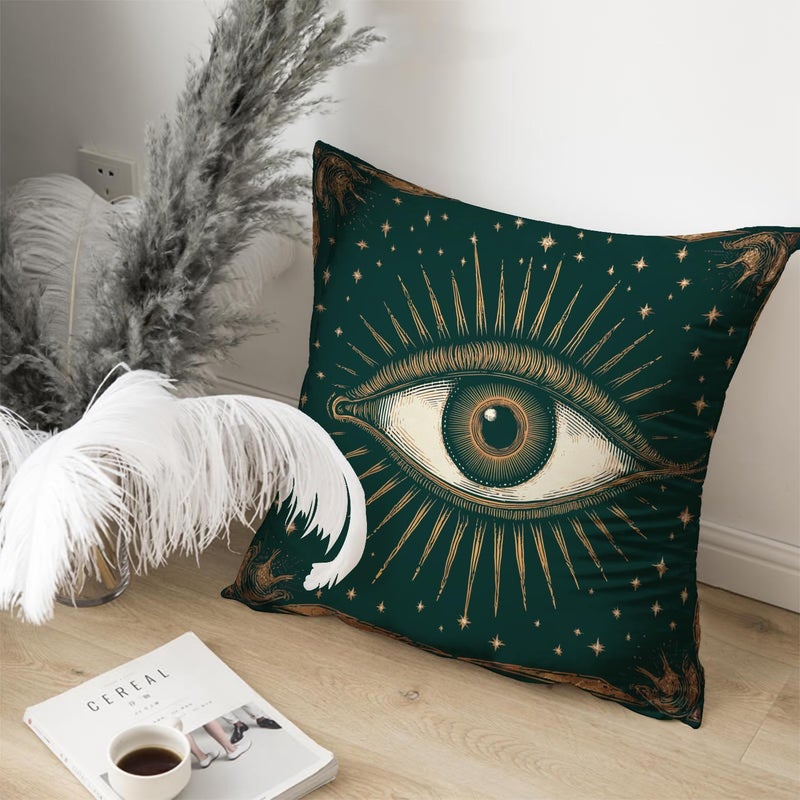 RBAFAO Gothic Floral Throw Pillow Cover, Darkly Elegant Floral Decorative Pillow Spooky Tiki Skull Flower Motif, Witchy Art Deco Pillowcase Cushion Cover for Bed Sofa Living Room (Green, 18x18inches) - Image 4