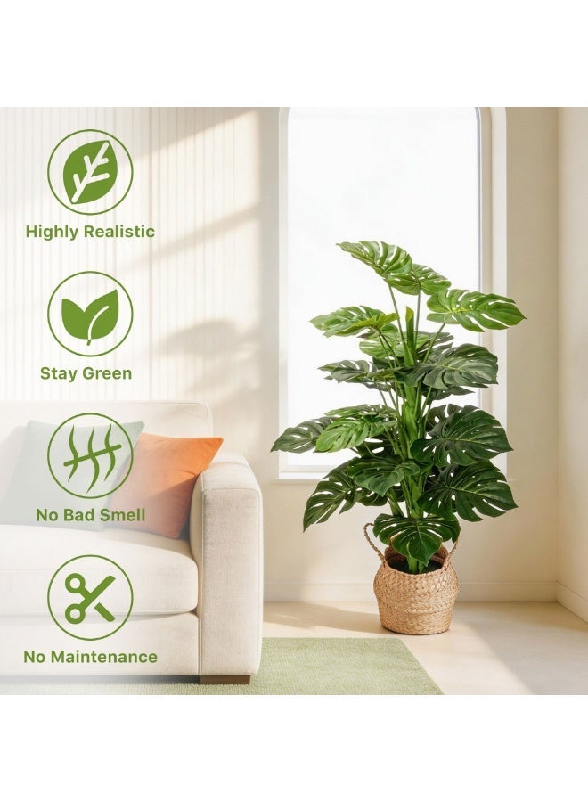 Artificial Monstera Tree 135CM, Realistic Split Leaves Faux Plant, Low Maintenance Indoor Outdoor Decor for Home, Office, Living Room, Bedroom. - Image 2