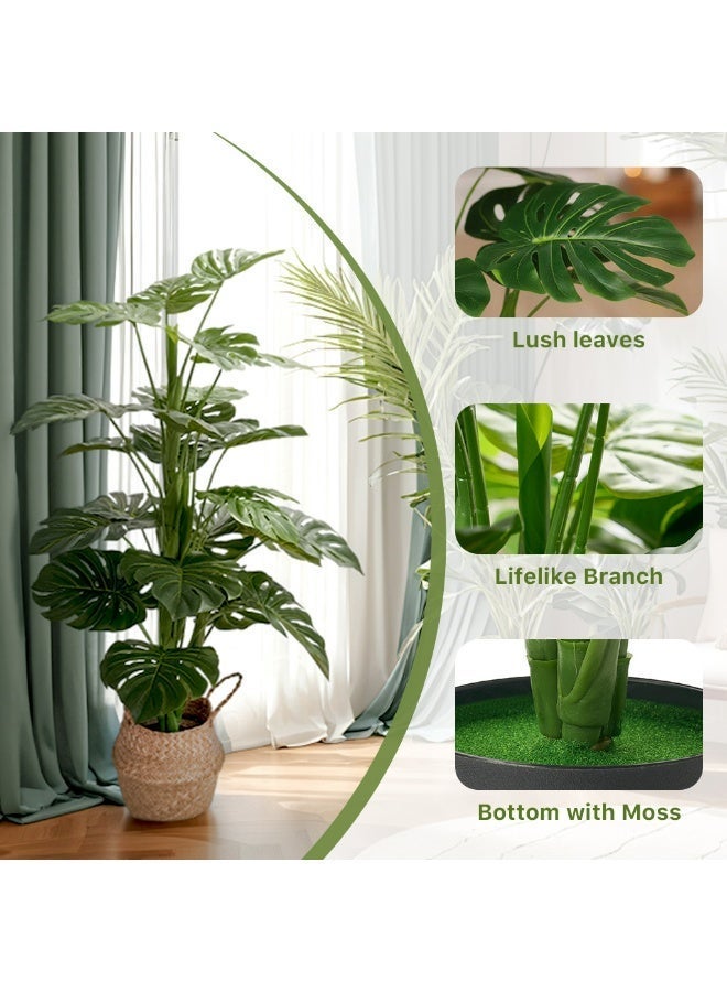 Artificial Monstera Tree 135CM, Realistic Split Leaves Faux Plant, Low Maintenance Indoor Outdoor Decor for Home, Office, Living Room, Bedroom. - Image 4