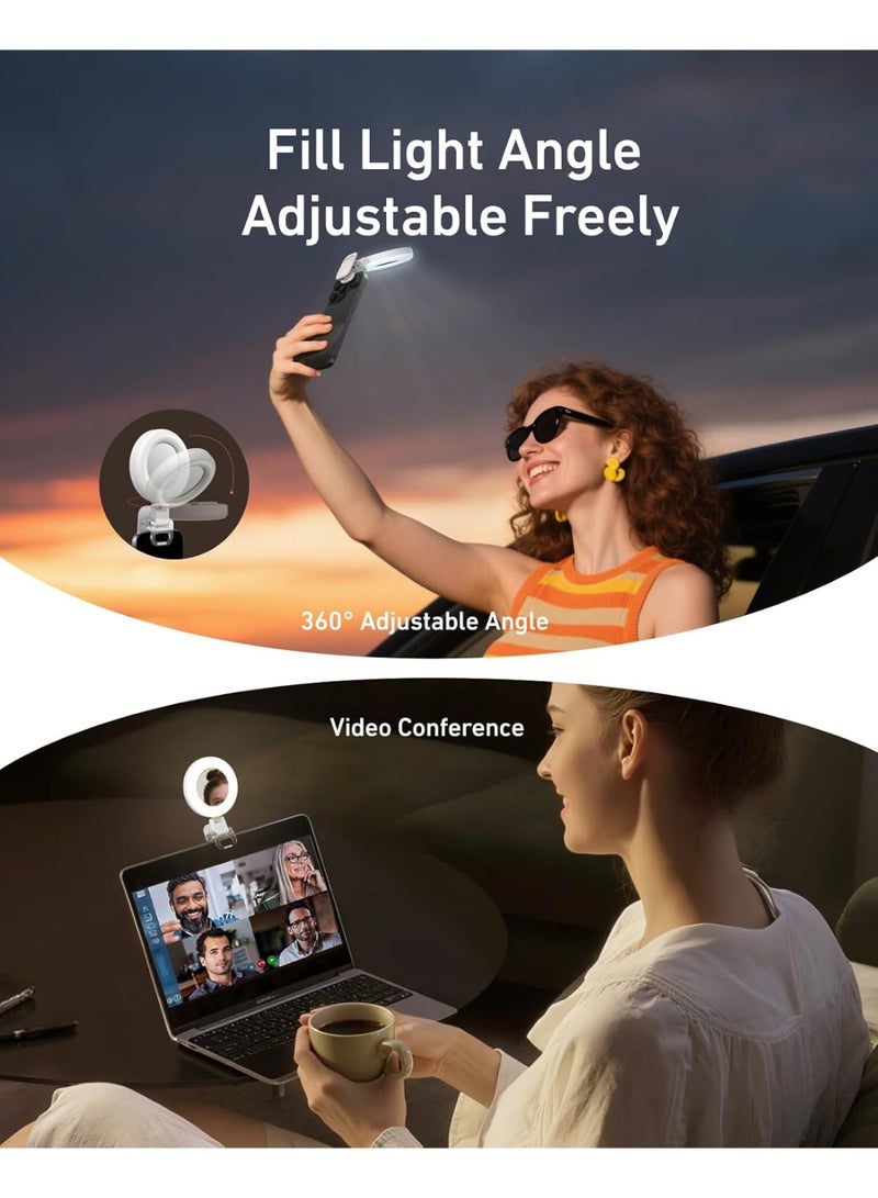 TELESIN Clip-on Selfie Ring Light, Rechargeable Portable 360° LED Selfie Fill Light with Mirror for Phone/iPhone Photography, Computer Laptop Video Conference, TikTok, Zoom Calls, Girl Makeup - Image 4