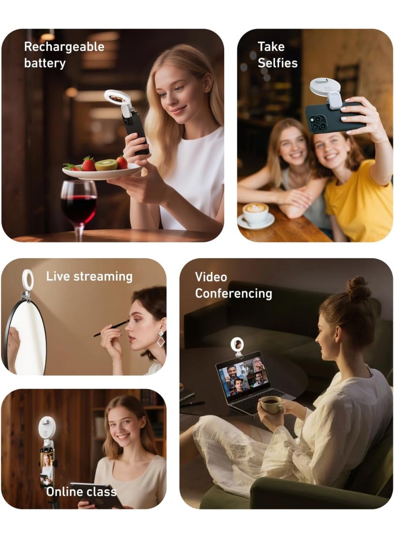 TELESIN Clip-on Selfie Ring Light, Rechargeable Portable 360° LED Selfie Fill Light with Mirror for Phone/iPhone Photography, Computer Laptop Video Conference, TikTok, Zoom Calls, Girl Makeup - Image 5