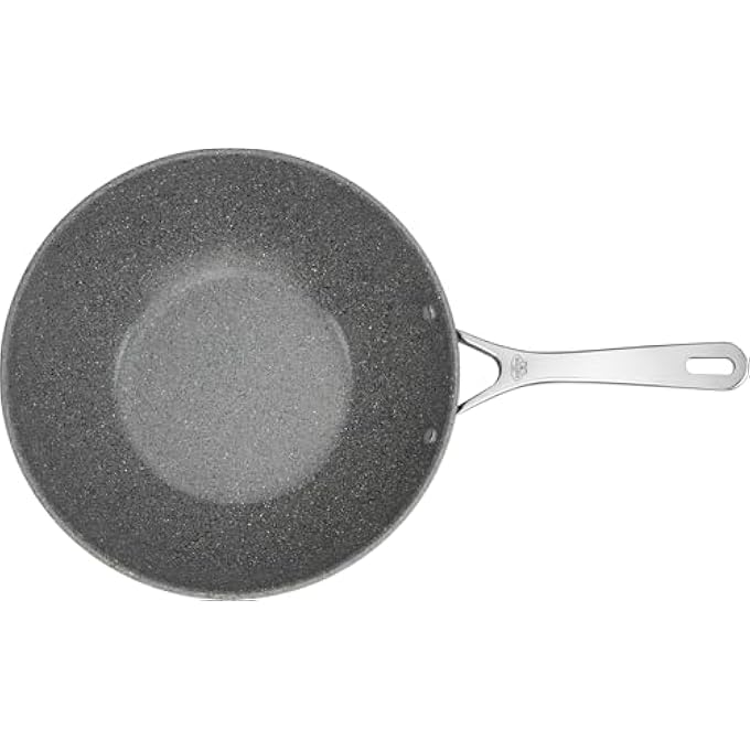 بالاريني مقلاة سالينا ووك 30 سم رمادية اللون مصنوعة من السيراميك غير اللاصق مع تيتانيوم مقاوم للخدش، خالية من مركبات الفلورايد، متوافقة مع الحث الحراري، آمنة للاستخدام في الفرن، تسخين متساوي، خفيفة الوزن، متينة، مقابض مريحة من الفولاذ المقاوم للصدأ - Image 4