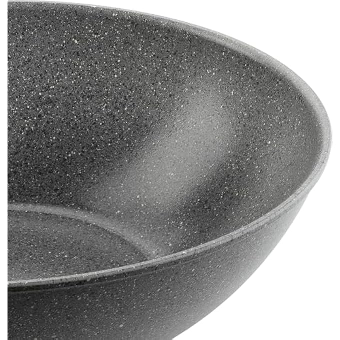 بالاريني مقلاة سالينا ووك 30 سم رمادية اللون مصنوعة من السيراميك غير اللاصق مع تيتانيوم مقاوم للخدش، خالية من مركبات الفلورايد، متوافقة مع الحث الحراري، آمنة للاستخدام في الفرن، تسخين متساوي، خفيفة الوزن، متينة، مقابض مريحة من الفولاذ المقاوم للصدأ - Image 5