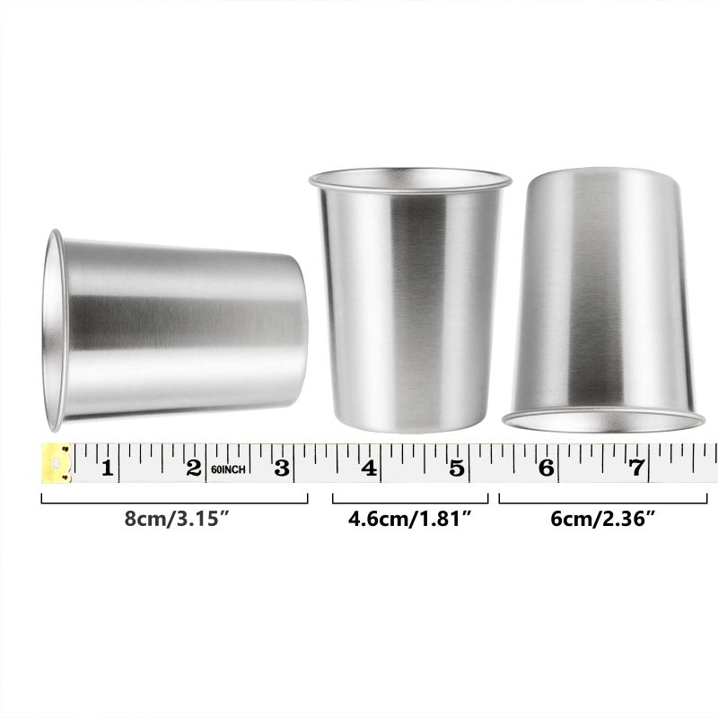 YOLCAR 4Pack 6oz Small Stainless Steel Cups  BPA Free Healthy Pint Drinking Cups Metal Drinking Glasses For Kids (Silver  170ml/6oz) - Image 4