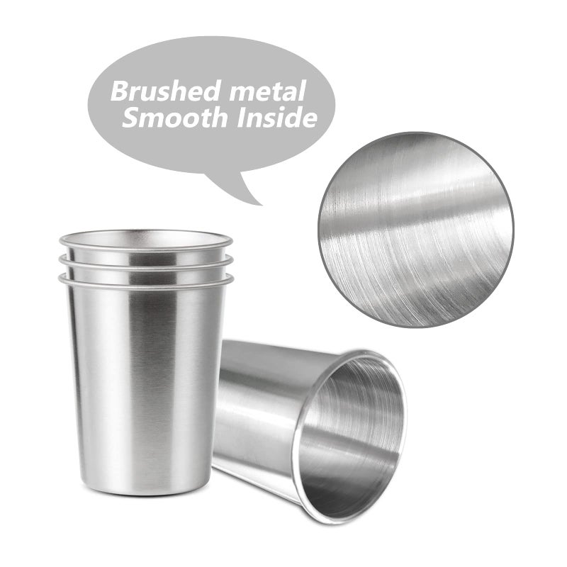 YOLCAR 4Pack 6oz Small Stainless Steel Cups  BPA Free Healthy Pint Drinking Cups Metal Drinking Glasses For Kids (Silver  170ml/6oz) - Image 2