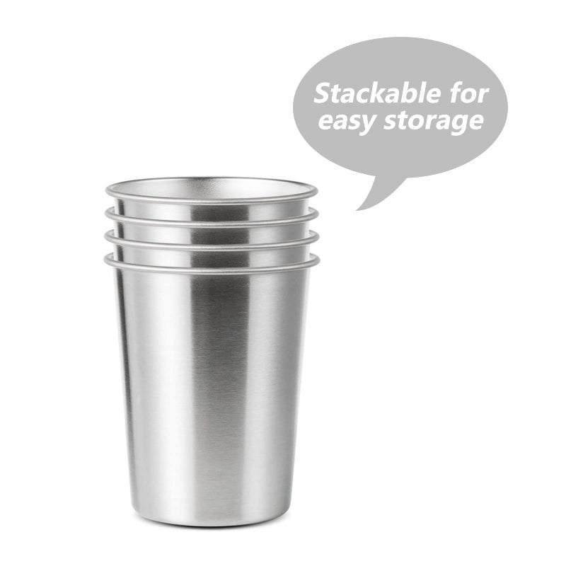 YOLCAR 4Pack 6oz Small Stainless Steel Cups  BPA Free Healthy Pint Drinking Cups Metal Drinking Glasses For Kids (Silver  170ml/6oz) - Image 3
