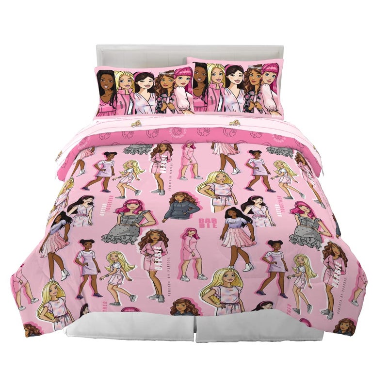 Franco Franco Barbie Barbiecore Bedding Super Soft Comforter and Sheet Set with Sham 7 Piece Full Size Official Licensed Product