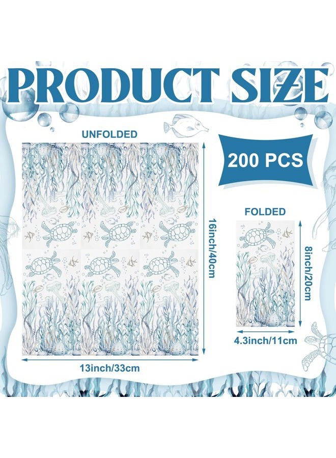Moinchore 200 Pcs Coastal Turtle Bathroom Paper Guest Towel 2 Ply Summer Guest Napkins Blue Bathroom Paper Hand Towels Jellyfish Dinner Napkins Nautical Napkins for Wedding Baby Shower Holiday Party - Image 2