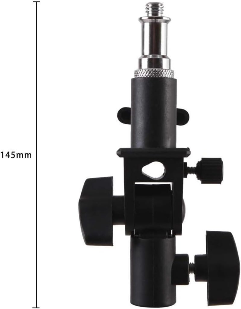 Wellmaking 2PCS U Shape Tilt Adapter Swivel Mount Umbrella Holder Light Stand with Standard 1/4 to 3/8 inch Metal Male Screw Adapter Spigot Stud for Studio Light Stand, Hotshoe/Coldshoe Adapter - Image 2