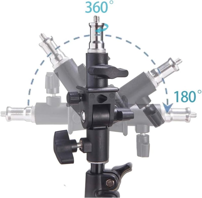 Wellmaking 2PCS U Shape Tilt Adapter Swivel Mount Umbrella Holder Light Stand with Standard 1/4 to 3/8 inch Metal Male Screw Adapter Spigot Stud for Studio Light Stand, Hotshoe/Coldshoe Adapter - Image 4