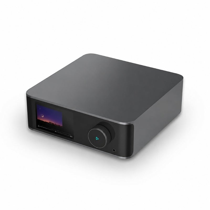 Ultra Music Streamer Digital Preamp for home audio setup, aluminum alloy body, Space Gray color, seamless multi-platform streaming and integrated phono input - Image 1