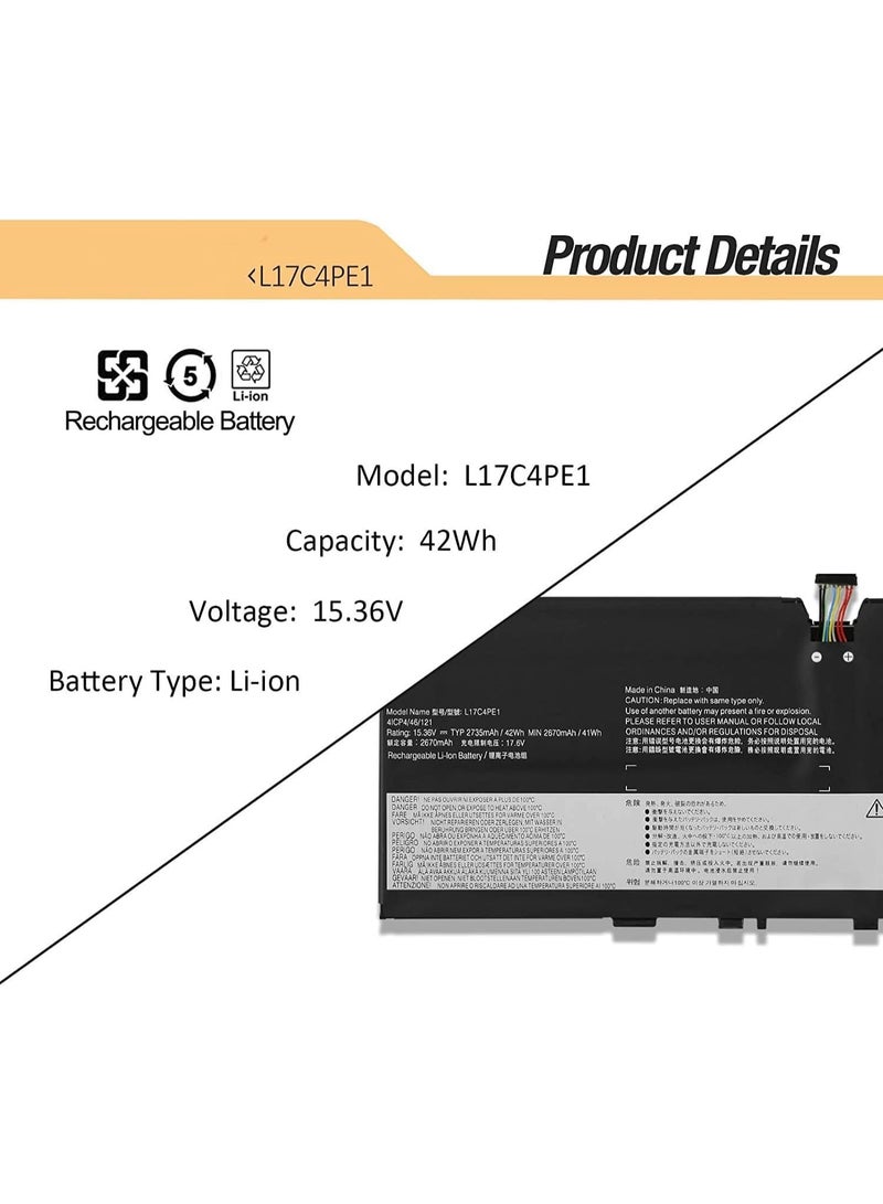 Terabyte 15.36V 42Wh L17S4PE1 L17C4PE1 L17M4PE1 5B10R32748 5B10R32749 Battery Compatible for Le.novo IdeaPad 730S-13IWL Series - 13.3": - Image 2