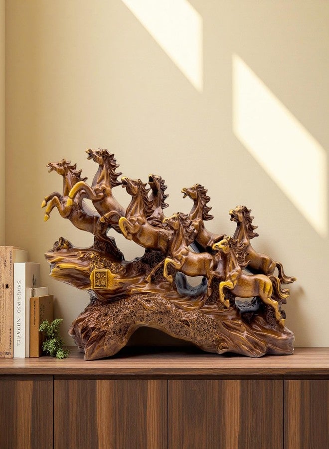 FUNSXBUG Chinese Feng Shui Horses Statue Sculpture - Resin Running Horse Figurines Home Office Decoration Tabletop Decor Ornaments for Wealth and Success Good Lucky Gifts - Image 3