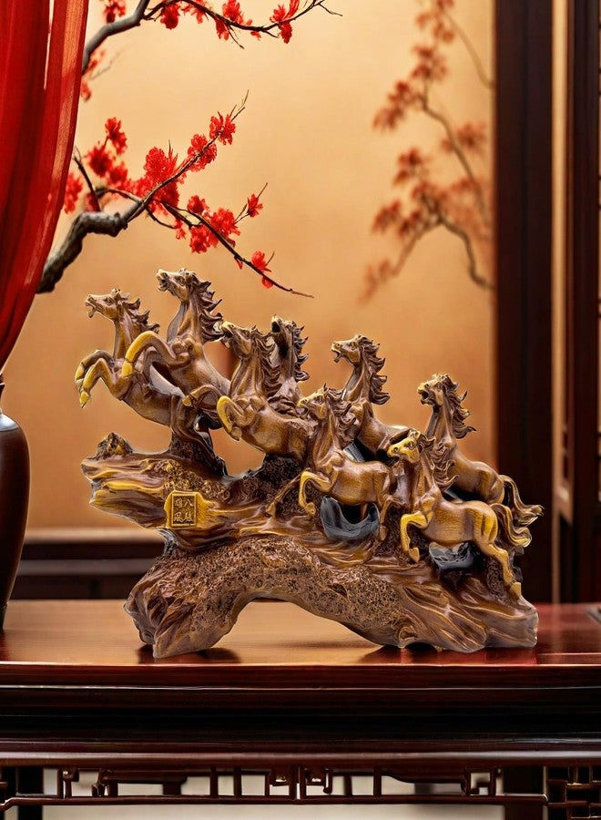FUNSXBUG Chinese Feng Shui Horses Statue Sculpture - Resin Running Horse Figurines Home Office Decoration Tabletop Decor Ornaments for Wealth and Success Good Lucky Gifts - Image 5