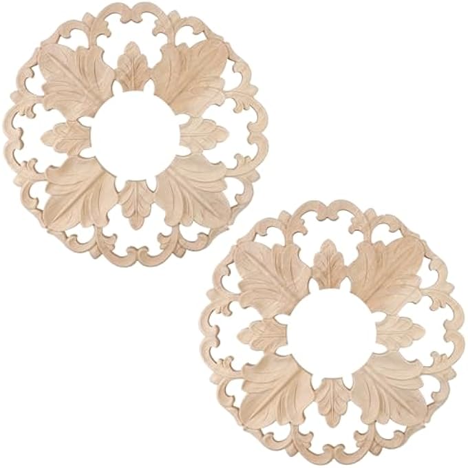 CEILING MEDALLION,2PCS WOOD CEILING COVER HOME LIGHTING CEILING MEDALLIONS RING CEILING FAN MEDALLION FOR LIGHT FIXTURES AND CEILING FANS,3.15" ID X 9.29" OD - Image 1